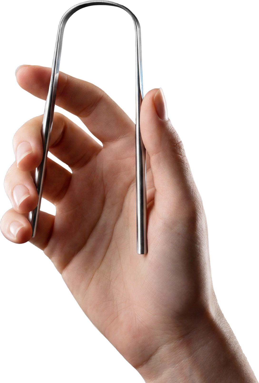 Hand holding NUMA Tongue Scraper
